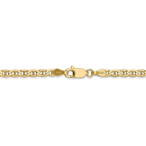 3mm, 14k Yellow Gold, Solid Concave Anchor Chain Necklace, 22 Inch - Picture 2 of 8